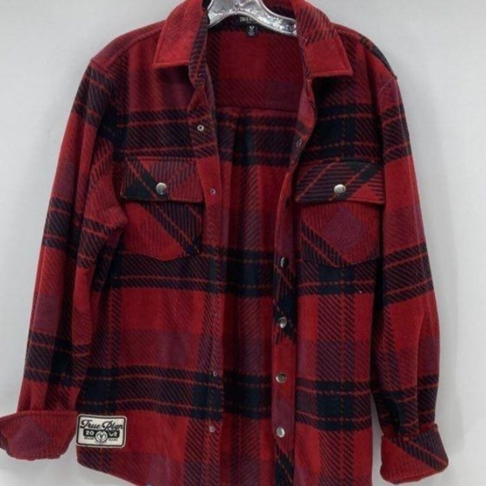 Men's True Religion Red Plaid Button-front shacket Size Small